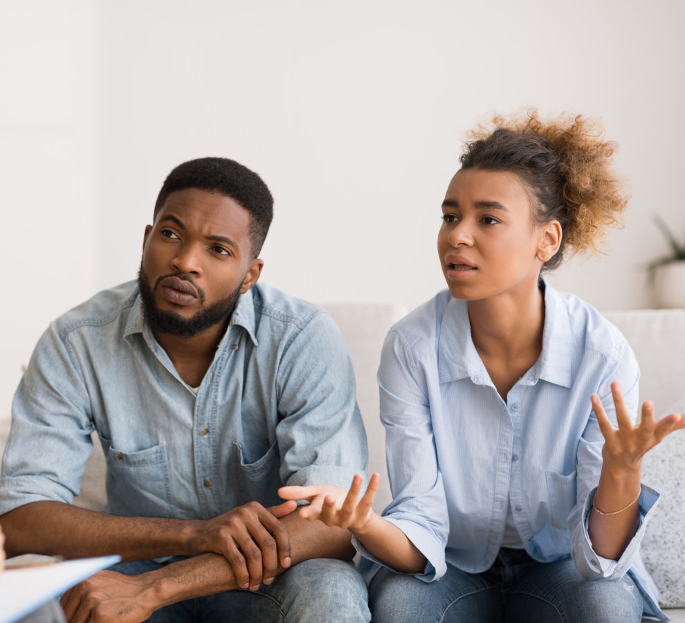 young man and woman listening