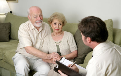 elderly couple listening to psychiatrist